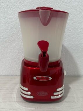 Retro 32-Ounce Hot Chocolate Maker & Frother with Easy-Pour Faucet-Red 10”Wx12”H